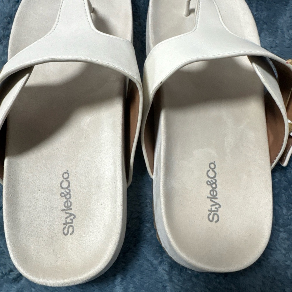 Style & Co. Cream Toe-Post Sandals with Gold Buckle - Picture 8 of 8
